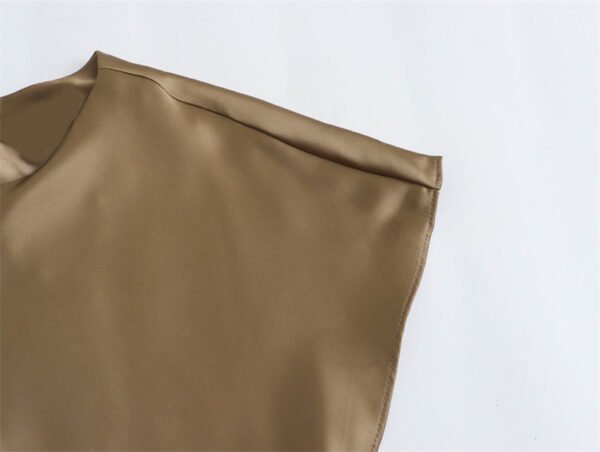 Satin Party Evening Women Midi Dress Elegant Keyhole Back A-Line Robe Sleeveless Female Long Dresses - Image 4
