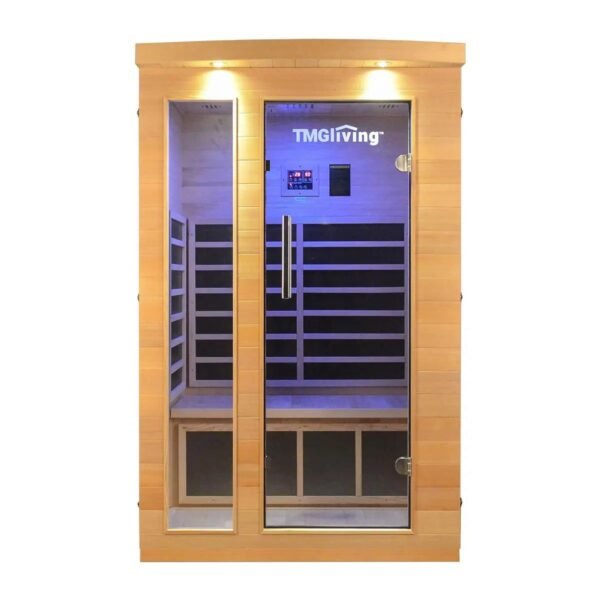 TMG LIVING 2 Person Indoor FAR Infrared Sauna Room, Natural Canadian Hemlock, Bluetooth Speakers, Tempered Glass Door, TMG-LSN20 - Image 2