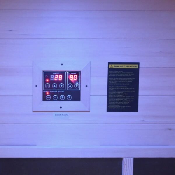 TMG LIVING 2 Person Indoor FAR Infrared Sauna Room, Natural Canadian Hemlock, Bluetooth Speakers, Tempered Glass Door, TMG-LSN20 - Image 11