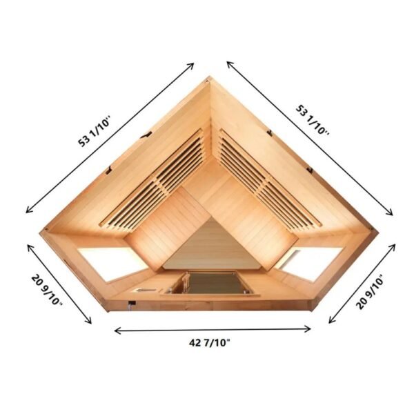 TMG LIVING 3 Person Corner Indoor FAR Infrared Sauna Room, Natural Canadian Hemlock, Bluetooth Speakers, Tempered Glass Door, TMG-LSN40 - Image 4
