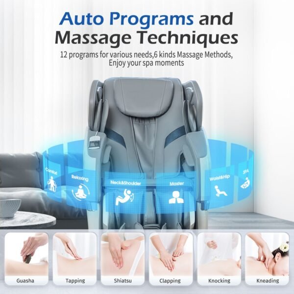 BOSSCARE 2023 Brand New Update GR8686 Massage Chairs with AI Voice, App Control SL Track Zero Gravity Full Body Massage Recliner Gray - Image 4