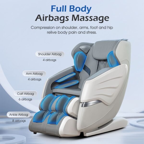 BOSSCARE 2023 Brand New Update GR8686 Massage Chairs with AI Voice, App Control SL Track Zero Gravity Full Body Massage Recliner Gray - Image 6