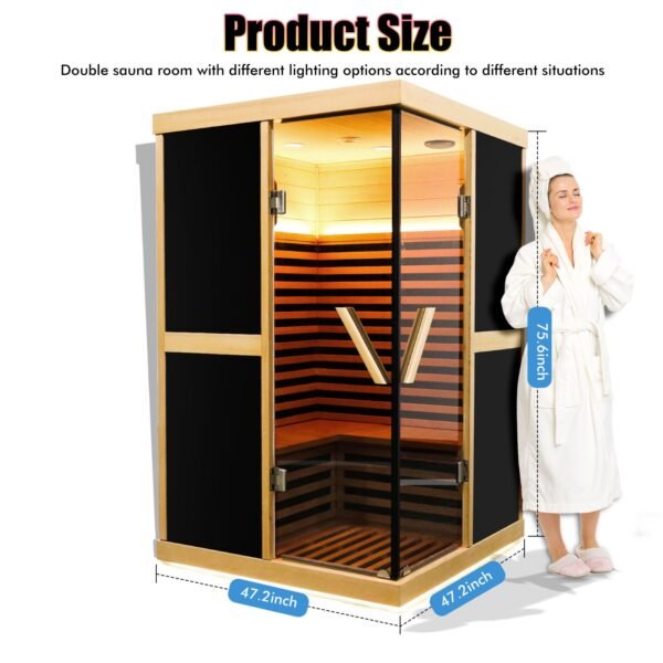 Double person V-shaped far infrared sauna room - Image 4